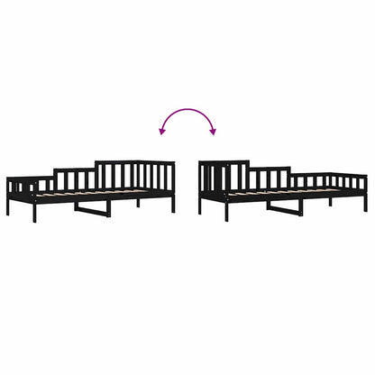 vidaXL Day Bed without Mattress Black 80x200 cm Solid Wood Pine