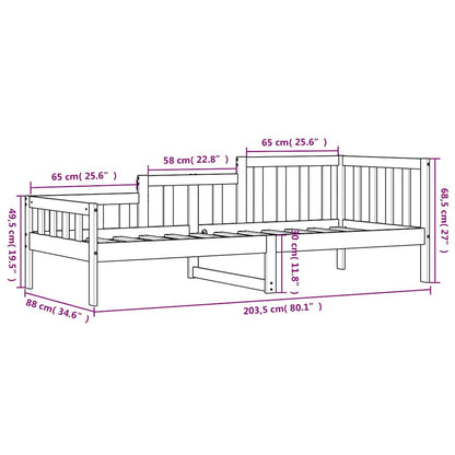 vidaXL Day Bed without Mattress Black 80x200 cm Solid Wood Pine