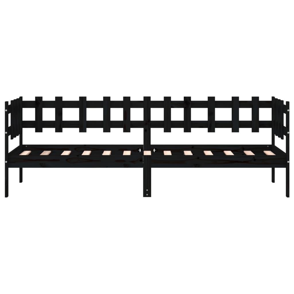 vidaXL Day Bed without Mattress Black 80x200 cm Solid Wood Pine