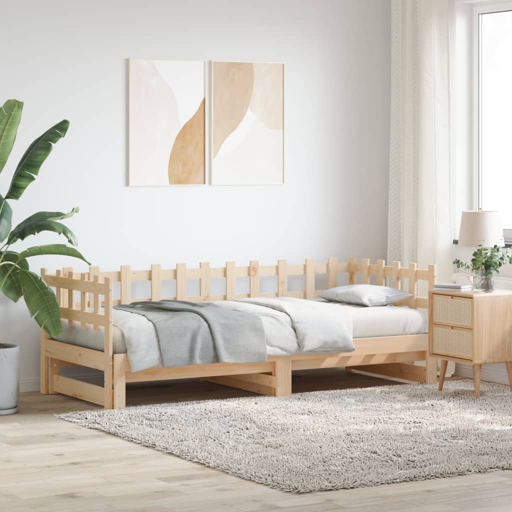 vidaXL Pull-out Day Bed without Mattress  2x(80x200) cm Solid Wood