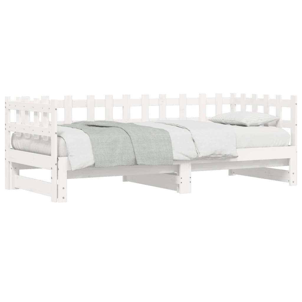 vidaXL Pull-out Day Bed without Mattress White 2x(80x200) cm Solid Wood