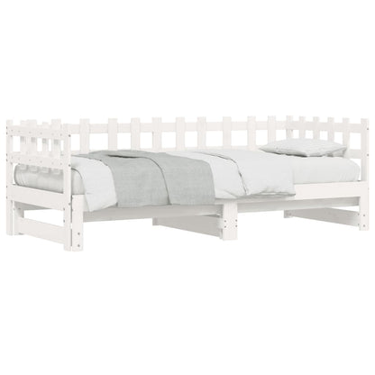 vidaXL Pull-out Day Bed without Mattress White 2x(80x200) cm Solid Wood