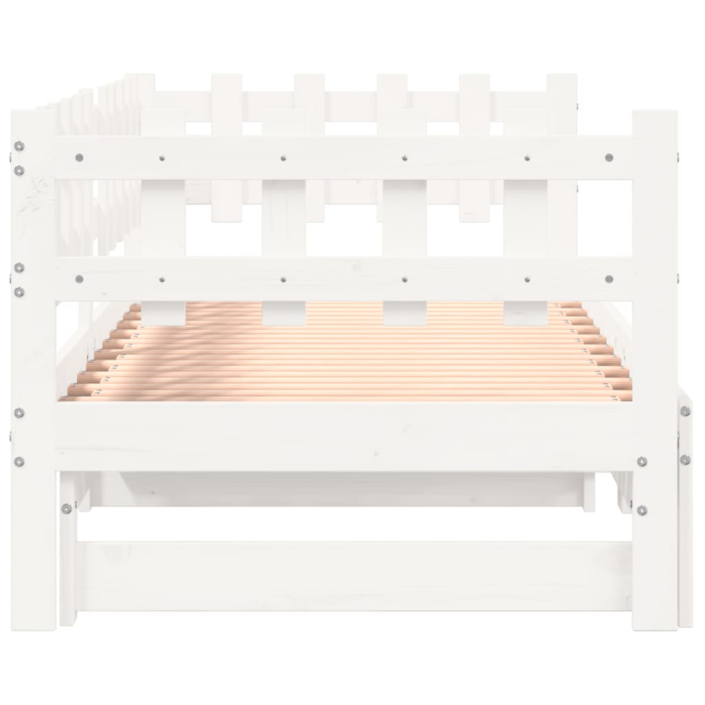 vidaXL Pull-out Day Bed without Mattress White 2x(80x200) cm Solid Wood