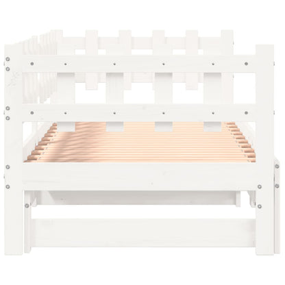 vidaXL Pull-out Day Bed without Mattress White 2x(80x200) cm Solid Wood