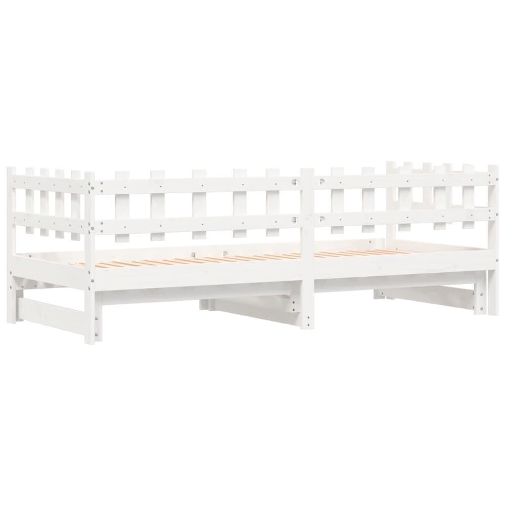 vidaXL Pull-out Day Bed without Mattress White 2x(80x200) cm Solid Wood