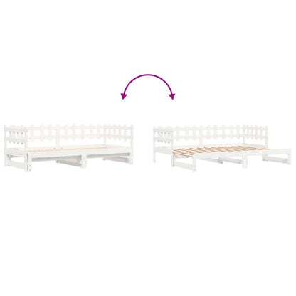 vidaXL Pull-out Day Bed without Mattress White 2x(80x200) cm Solid Wood