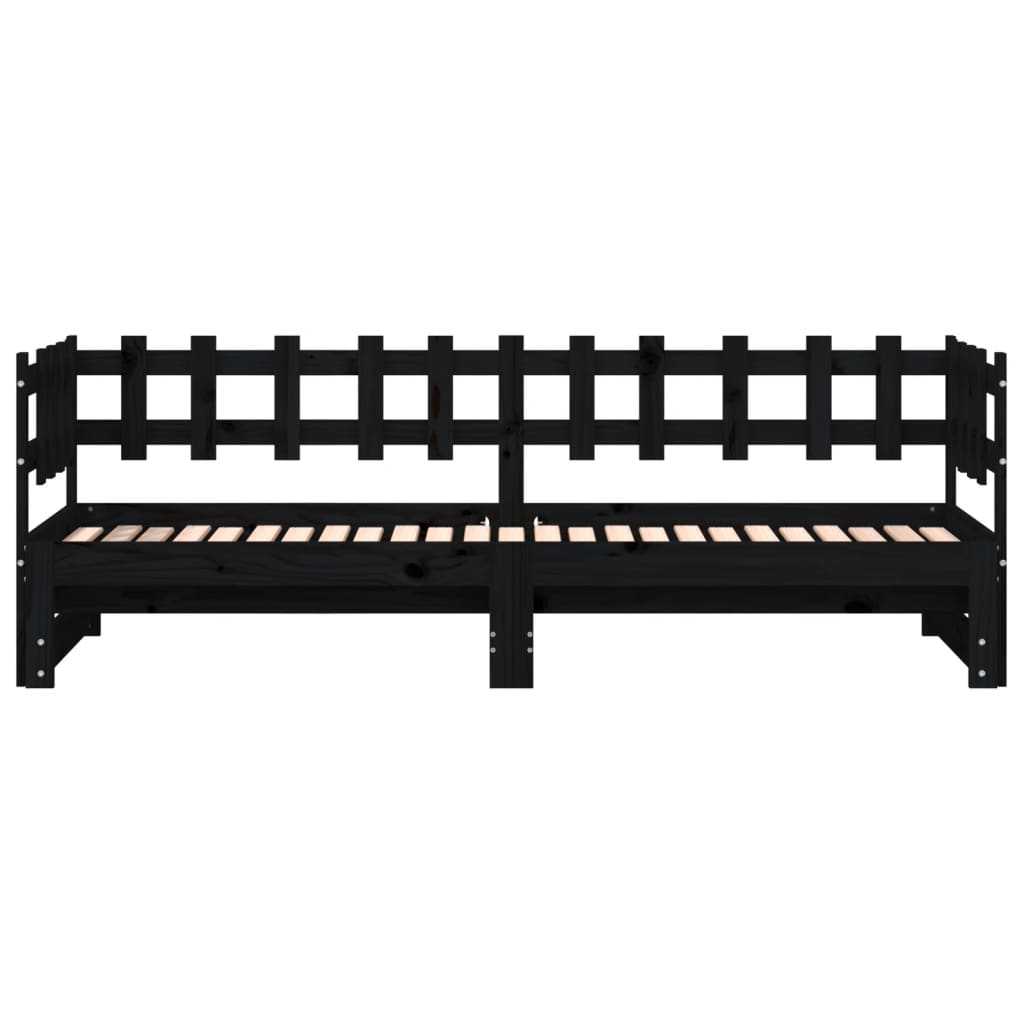 vidaXL Pull-out Day Bed without Mattress Black 2x(80x200) cm Solid Wood