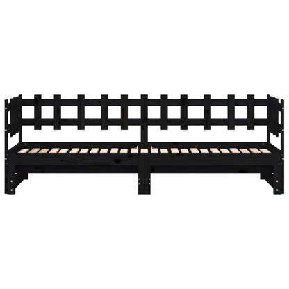 vidaXL Pull-out Day Bed without Mattress Black 2x(80x200) cm Solid Wood