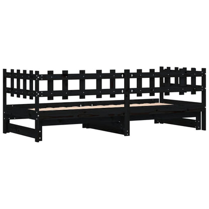 vidaXL Pull-out Day Bed without Mattress Black 2x(80x200) cm Solid Wood