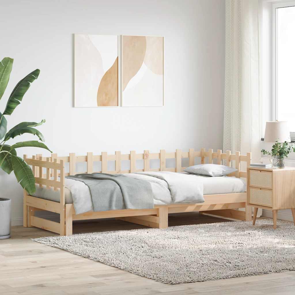 vidaXL Pull-out Day Bed without Mattress  2x(90x200) cm Solid Wood