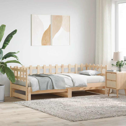 vidaXL Pull-out Day Bed without Mattress  2x(90x200) cm Solid Wood