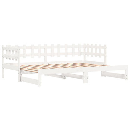 vidaXL Pull-out Day Bed without Mattress White 2x(90x200) cm Solid Wood