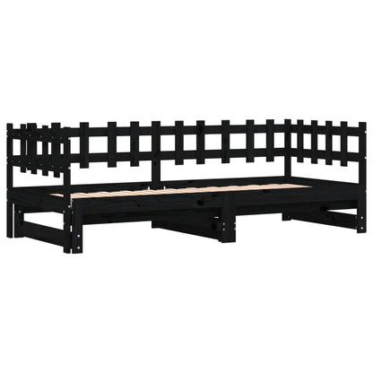 vidaXL Pull-out Day Bed without Mattress Black 2x(90x190) cm Solid Wood