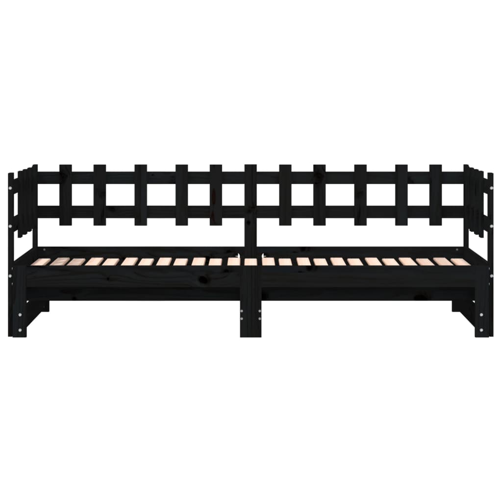 vidaXL Pull-out Day Bed without Mattress Black 2x(90x190) cm Solid Wood