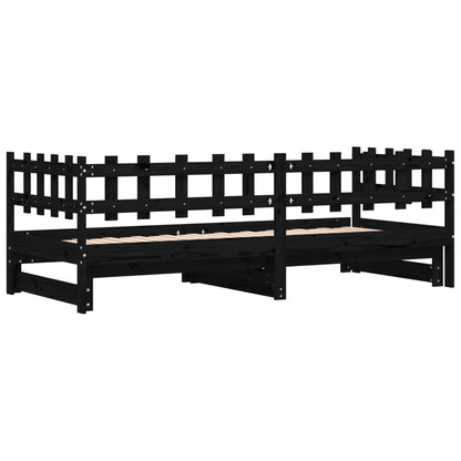vidaXL Pull-out Day Bed without Mattress Black 2x(90x190) cm Solid Wood