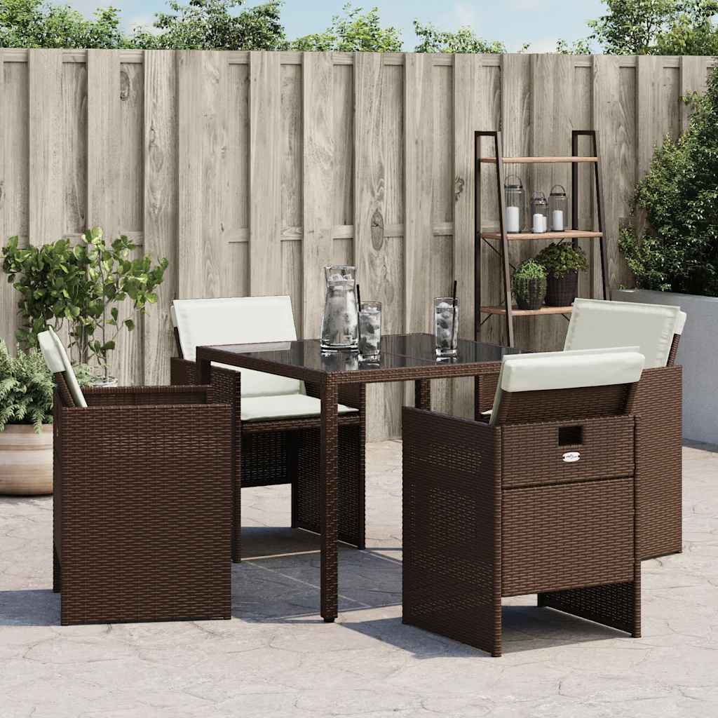 vidaXL Garden Chairs with Cushions 4 pcs Brown Poly Rattan