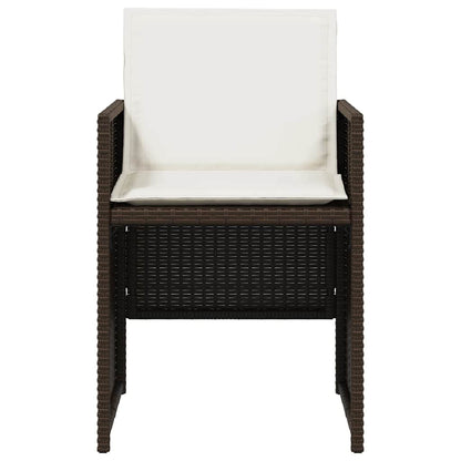 vidaXL Garden Chairs with Cushions 4 pcs Brown Poly Rattan