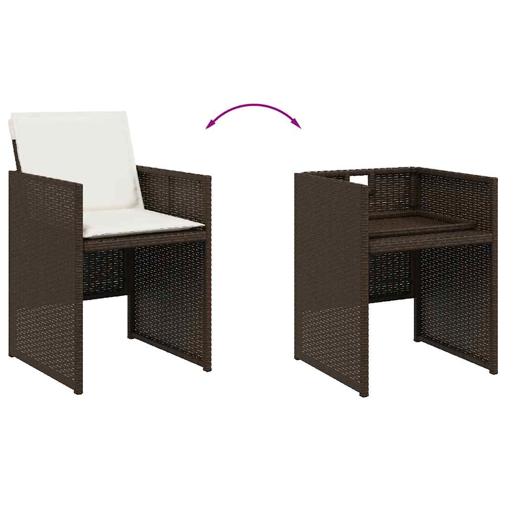 vidaXL Garden Chairs with Cushions 4 pcs Brown Poly Rattan