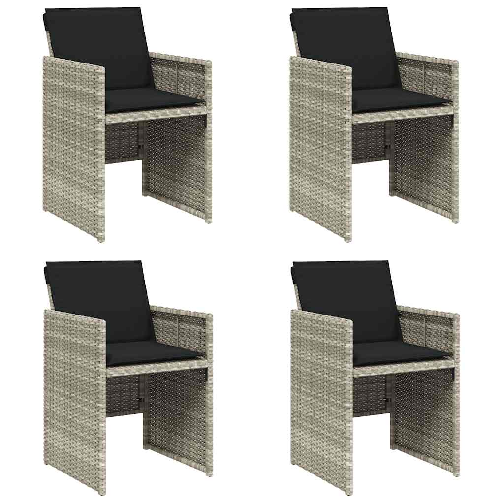 vidaXL Garden Chairs with Cushions 4 pcs Light Grey Poly Rattan