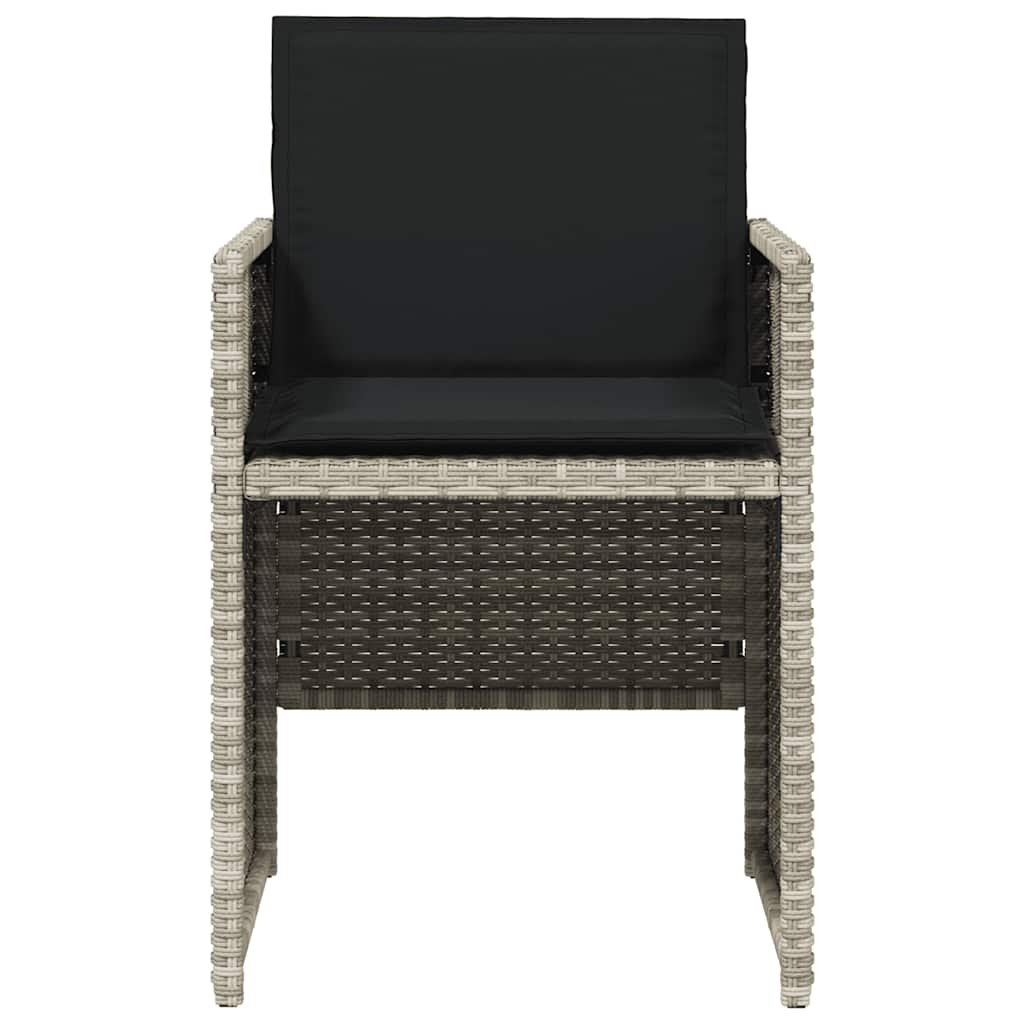 vidaXL Garden Chairs with Cushions 4 pcs Light Grey Poly Rattan