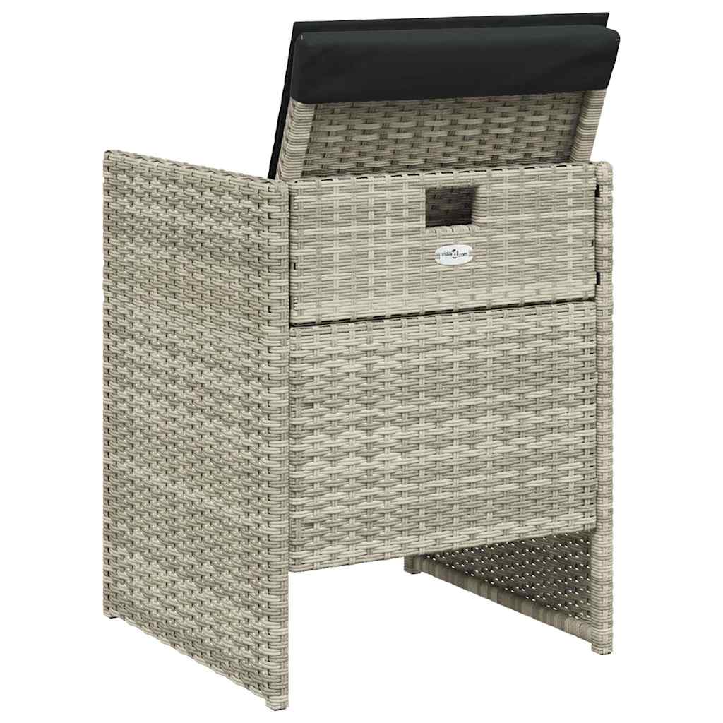 vidaXL Garden Chairs with Cushions 4 pcs Light Grey Poly Rattan
