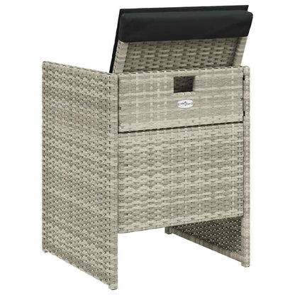 vidaXL Garden Chairs with Cushions 4 pcs Light Grey Poly Rattan