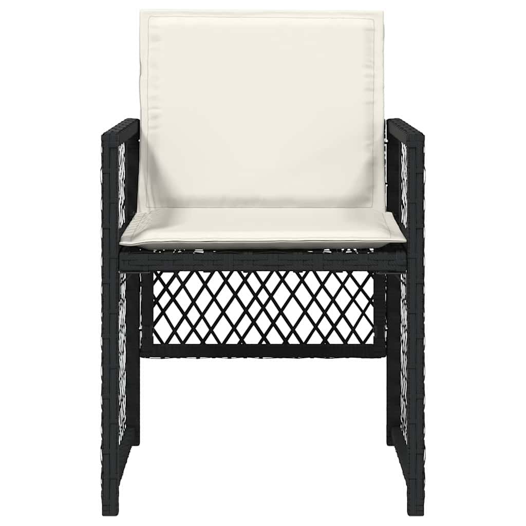 vidaXL Garden Chairs with Cushions 4 pcs Black Poly Rattan