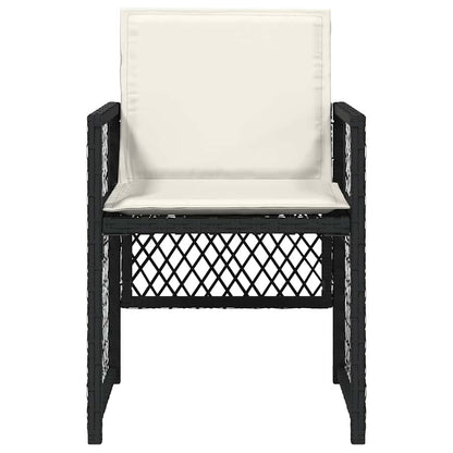 vidaXL Garden Chairs with Cushions 4 pcs Black Poly Rattan