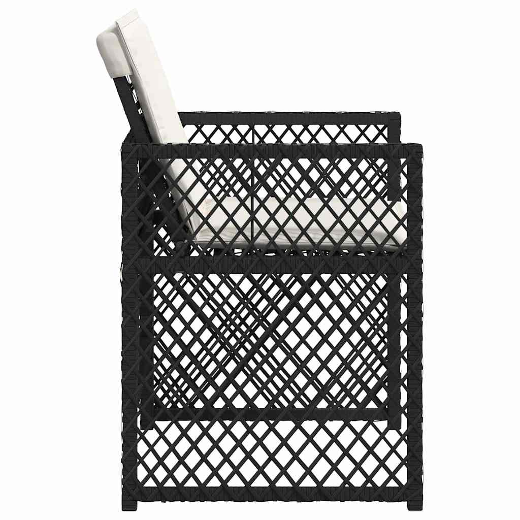 vidaXL Garden Chairs with Cushions 4 pcs Black Poly Rattan