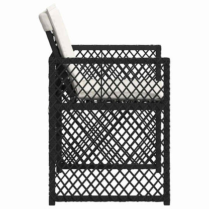 vidaXL Garden Chairs with Cushions 4 pcs Black Poly Rattan