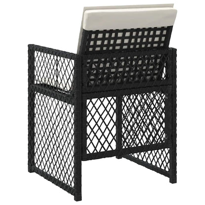 vidaXL Garden Chairs with Cushions 4 pcs Black Poly Rattan