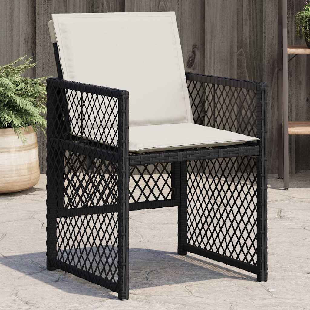 vidaXL Garden Chairs with Cushions 4 pcs Black Poly Rattan
