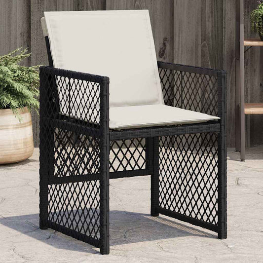 vidaXL Garden Chairs with Cushions 4 pcs Black Poly Rattan