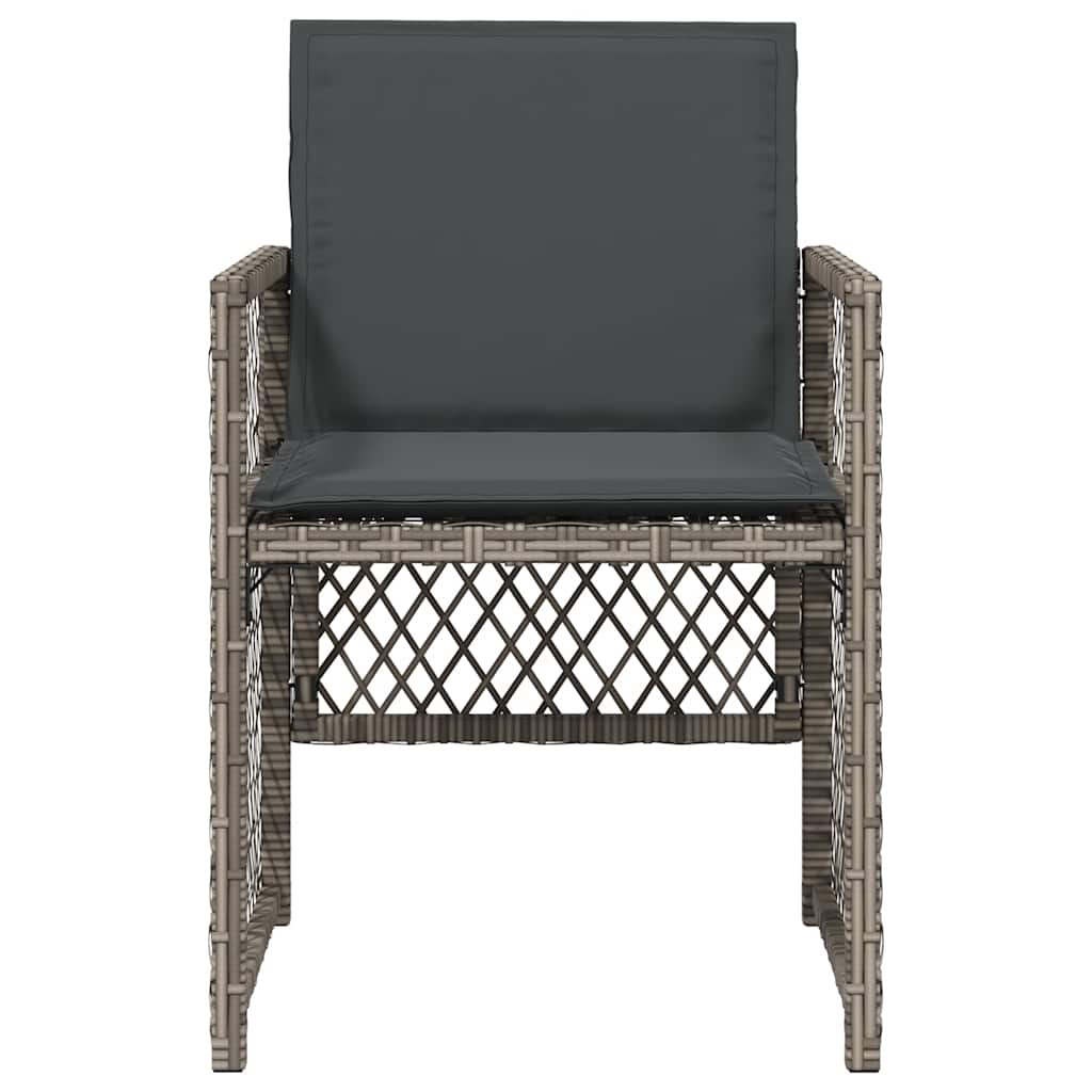 vidaXL Garden Chairs with Cushions 4 pcs Grey Poly Rattan
