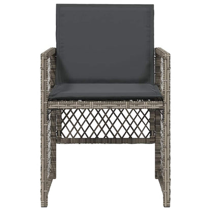 vidaXL Garden Chairs with Cushions 4 pcs Grey Poly Rattan