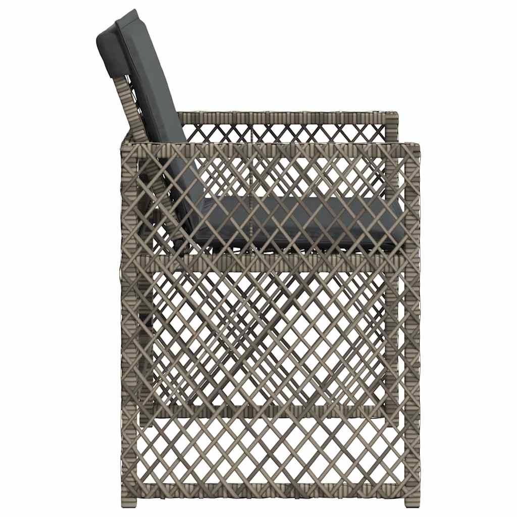 vidaXL Garden Chairs with Cushions 4 pcs Grey Poly Rattan