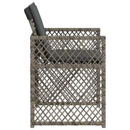 vidaXL Garden Chairs with Cushions 4 pcs Grey Poly Rattan