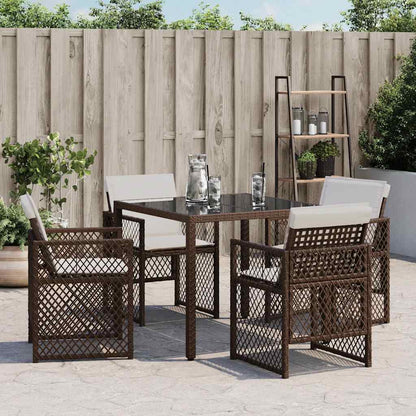 vidaXL Garden Chairs with Cushions 4 pcs Brown Poly Rattan