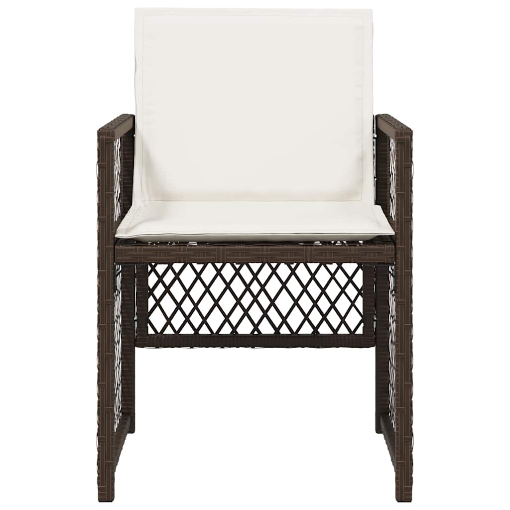 vidaXL Garden Chairs with Cushions 4 pcs Brown Poly Rattan