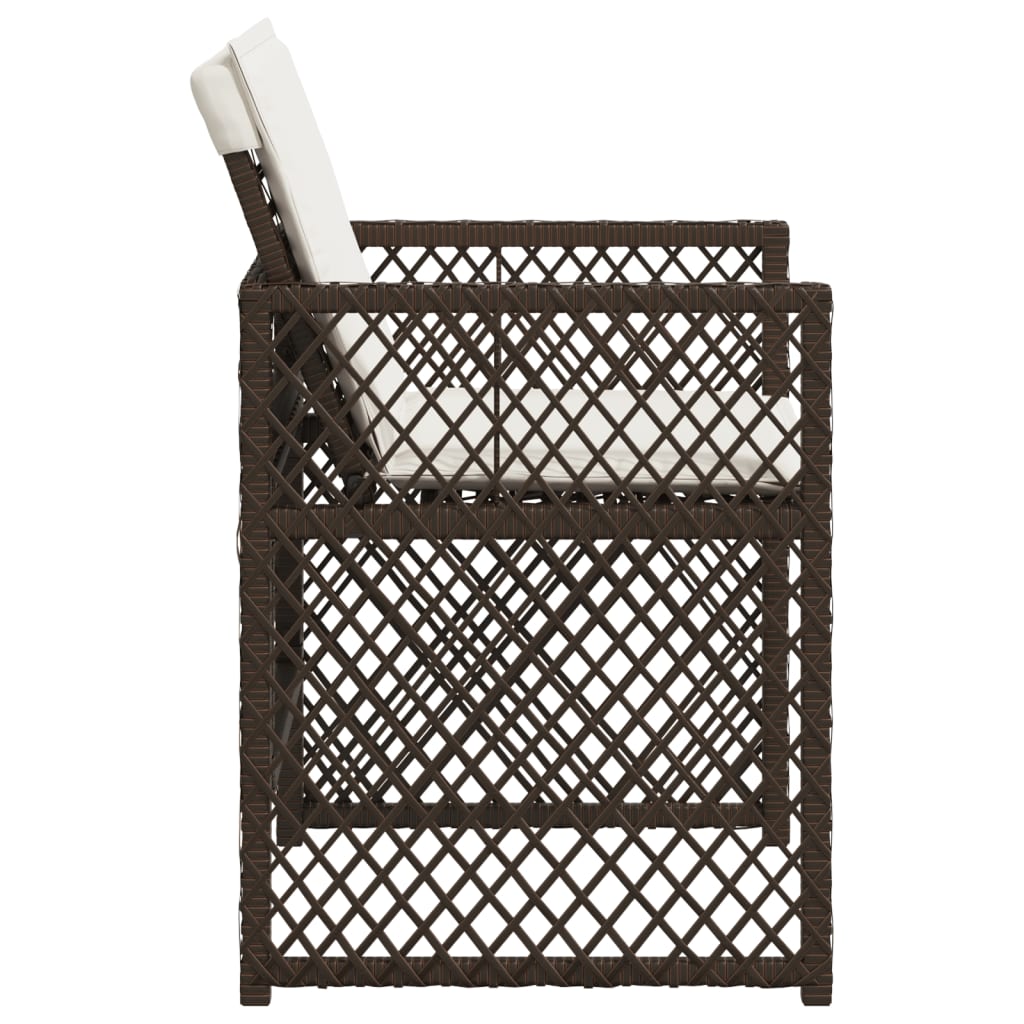 vidaXL Garden Chairs with Cushions 4 pcs Brown Poly Rattan
