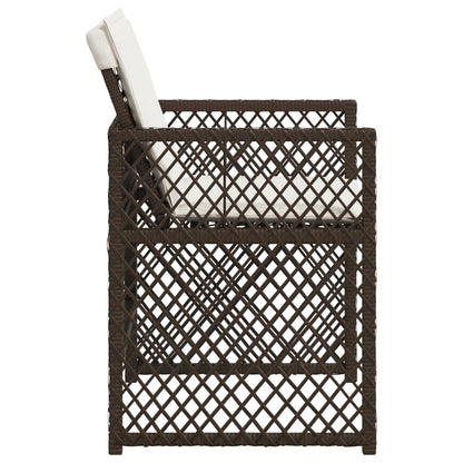 vidaXL Garden Chairs with Cushions 4 pcs Brown Poly Rattan
