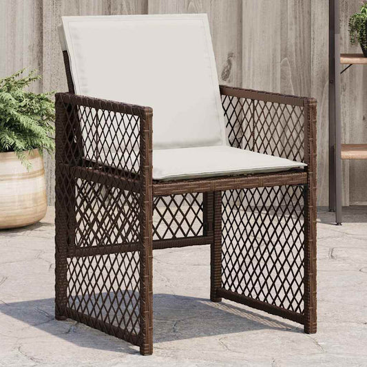 vidaXL Garden Chairs with Cushions 4 pcs Brown Poly Rattan