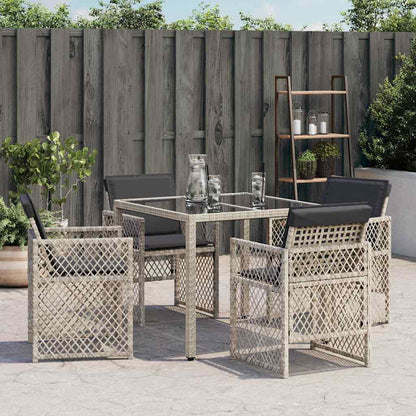 vidaXL Garden Chairs with Cushions 4 pcs Light Grey Poly Rattan