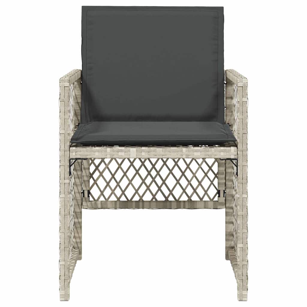 vidaXL Garden Chairs with Cushions 4 pcs Light Grey Poly Rattan