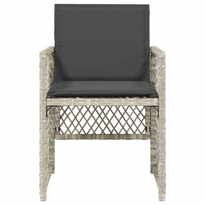 vidaXL Garden Chairs with Cushions 4 pcs Light Grey Poly Rattan