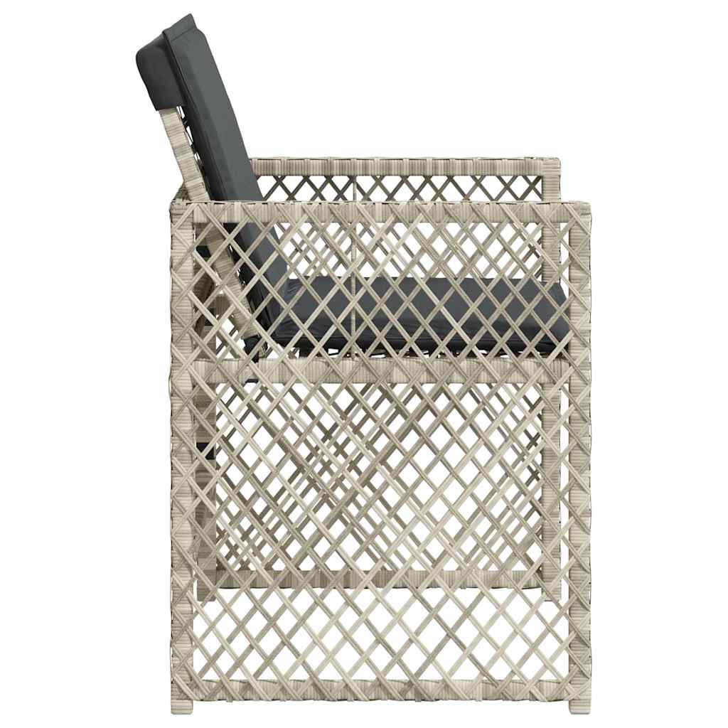 vidaXL Garden Chairs with Cushions 4 pcs Light Grey Poly Rattan