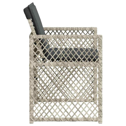 vidaXL Garden Chairs with Cushions 4 pcs Light Grey Poly Rattan