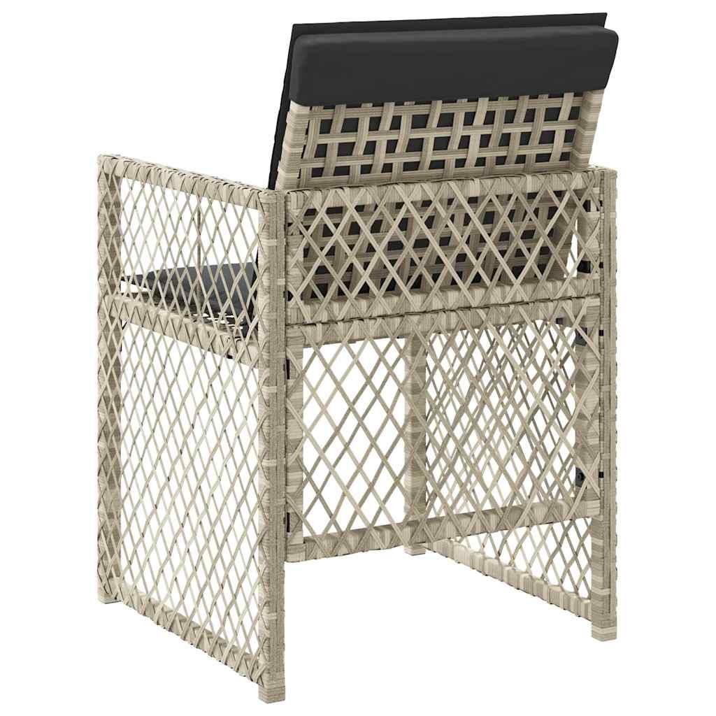 vidaXL Garden Chairs with Cushions 4 pcs Light Grey Poly Rattan