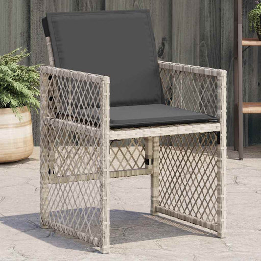 vidaXL Garden Chairs with Cushions 4 pcs Light Grey Poly Rattan