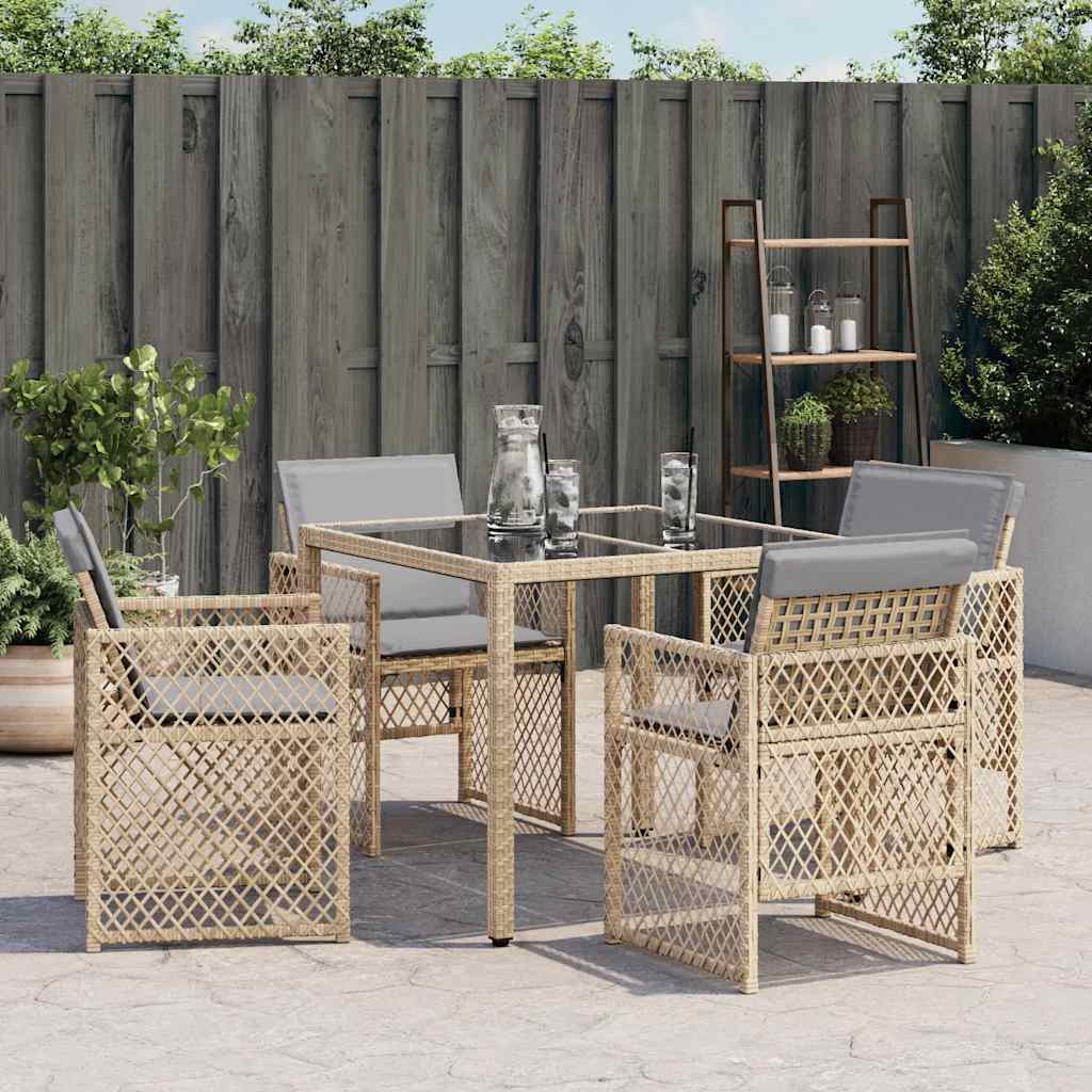 vidaXL Garden Chairs with Cushions 4 pcs Mix Beige Poly Rattan